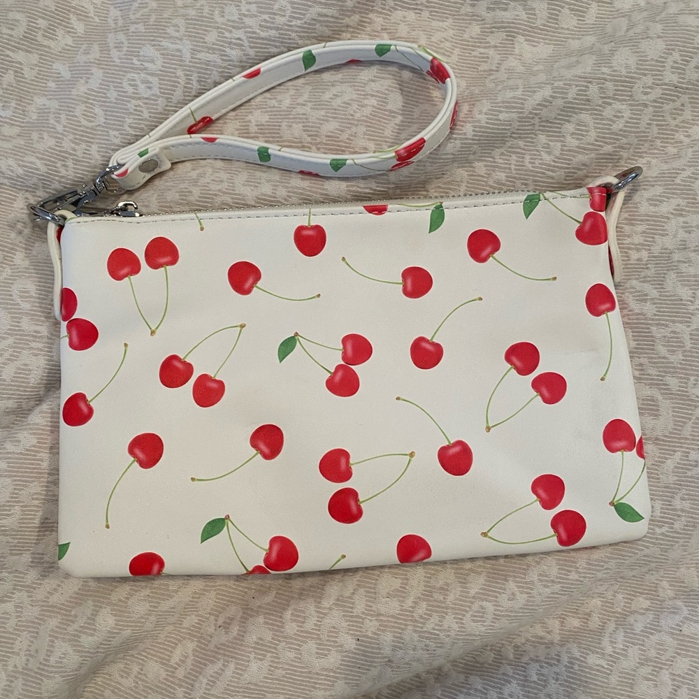 Cherry print wristlet